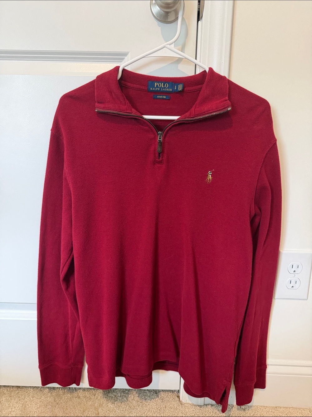 Polo by Ralph Lauren Men's Burgundy Quarter-Zip Sweatshirt